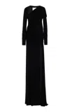 Carolina Herrera Draped Crepe Gown In Black