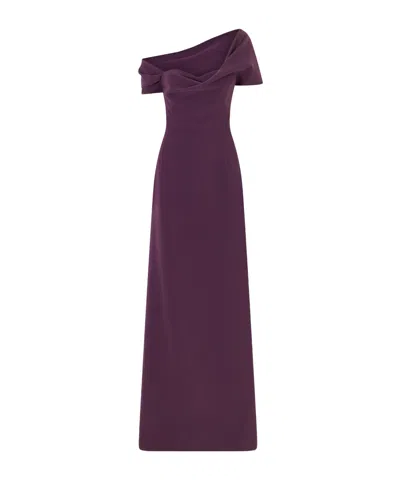 Carolina Herrera Sofia One-shoulder Draped Crepe Gown In Purple