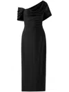 Carolina Herrera Draped Off-the-shoulder Midi Dress In Black