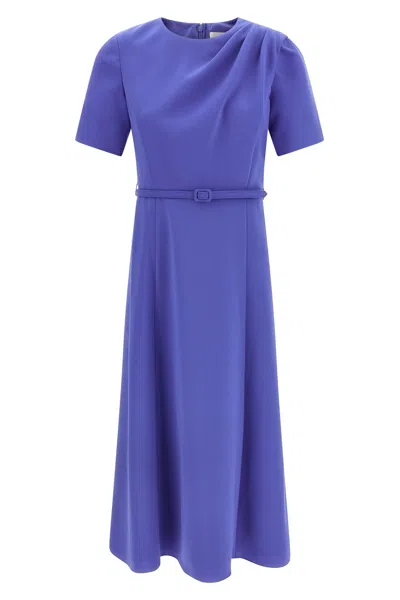 Carolina Herrera Draped Crewneck Dress In Blue