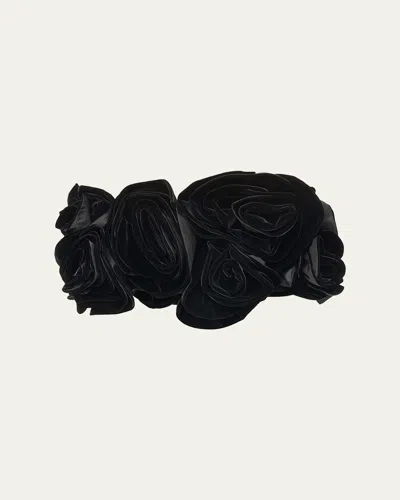 Carolina Herrera Draped Flower Off-the-shoulder Crop Top In Black