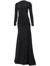 Carolina Herrera Draped Long-sleeve Gown In Blue