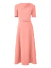 Carolina Herrera Draped Midi Dress With Belt In Pink