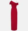 Carolina Herrera Draped Off-shoulder Crêpe Gown In Rot