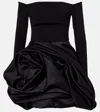 Carolina Herrera Draped Off-shoulder Satin Minidress In Black