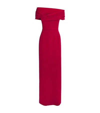 Carolina Herrera Draped Off-the-shoulder Gown In Red