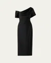 Carolina Herrera Draped Off-the-shoulder Midi Dress In Black