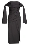 Carolina Herrera Off-the-shoulder Stretch-cotton Midi Dress In Black