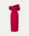 Carolina Herrera Draped Off-the-shoulder Midi Dress In Burgundy