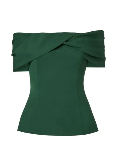 Carolina Herrera 드레이프 오프숄더 블라우스 In Multi