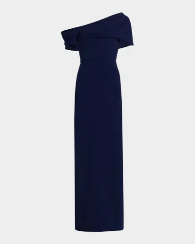 Carolina Herrera Draped Off-shoulder Gown In Black