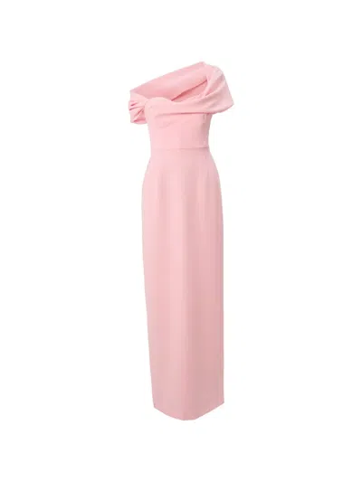 Carolina Herrera Draped Off-shoulder Gown In Pink