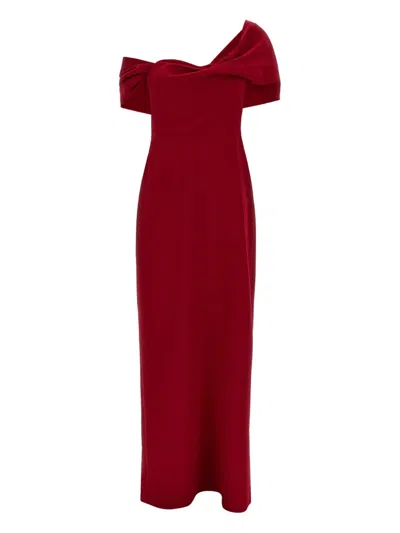 CAROLINA HERRERA DRAPED ONE-SHOULDER MIDI DRESS