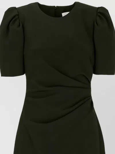 Carolina Herrera Draped Short-sleeve Midi Dress In Green