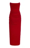 Carolina Herrera Draped Silk-chiffon Dress In Red
