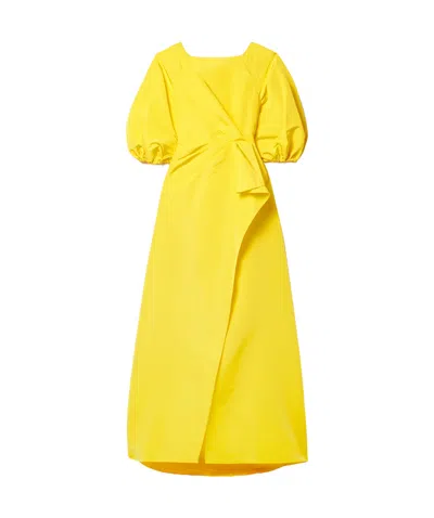 Carolina Herrera Draped Silk Stretch Dress In Yellow