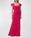 Carolina Herrera Draped Sleeveless Flared Gown In Cerise Pink