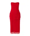 Carolina Herrera Draped Strapless Dress In Red