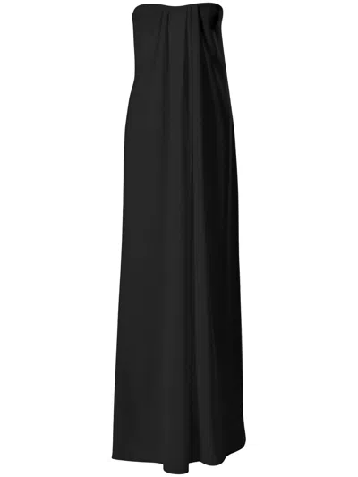 Carolina Herrera Draped Strapless Gown In 黑色