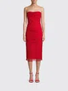 Carolina Herrera Chiffon Dress Strapless Ruched Detailing Design In Red
