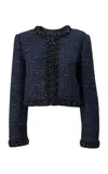 Carolina Herrera Embellished Lurex Accent Grid Tweed Jacket In Multi