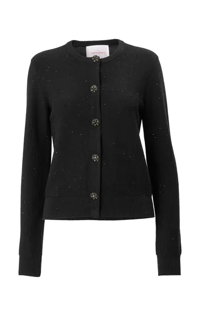 Carolina Herrera Embellished All Over Sequin Wool Cardigan In Black