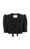 Carolina Herrera Embellished Bi-stretch Wool Tailored Jacket In Black