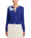 Carolina Herrera Embroidered Silk And Cotton Cardigan In Blue