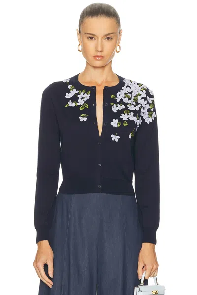 Carolina Herrera Embellished Cardigan In Blue
