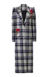Carolina Herrera Embellished Check Plaid Stretch-wool Coat In Multi