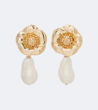 Carolina Herrera Embellished Clip-on Earrings In Gold