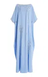 Carolina Herrera Embellished Crepe Caftan Gown In Multi