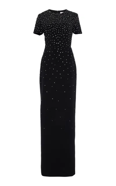 Carolina Herrera Embellished Crepe Column Gown In Black