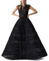 Carolina Herrera Embellished Crewneck A-line Gown In Black