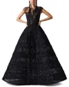 Carolina Herrera Embellished Crewneck A-line Gown In Black