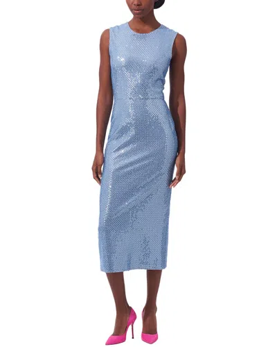 Carolina Herrera Embellished Crewneck Midi Dress In Blue