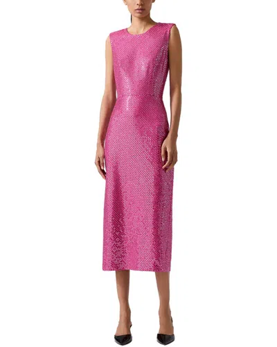 Carolina Herrera Embellished Crewneck Midi Dress In Pink
