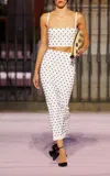 Carolina Herrera Embellished Cropped  Dot Novelty Knit Top In Multi