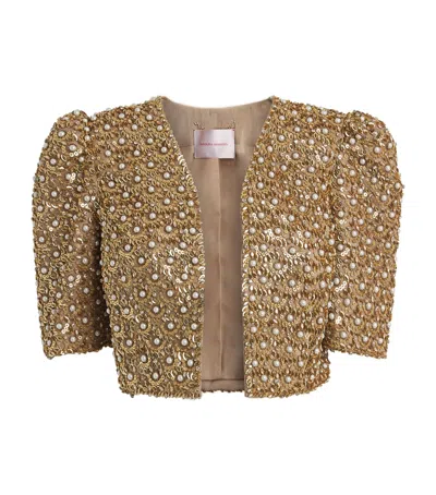 Carolina Herrera Embellished Cropped Jacket In Metallic