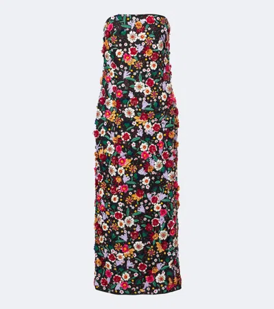 Carolina Herrera Embellished Floral Organza Cocktail Dress In Multi