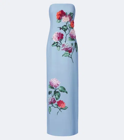 Carolina Herrera Embellished Floral-applique Bustier Gown In Multicoloured