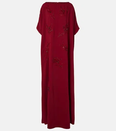 Carolina Herrera Embellished Gown In Burgundy