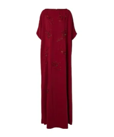 Carolina Herrera Embellished Gown In Red