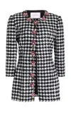 Carolina Herrera Embroidered Houndstooth Jacket In Black,white