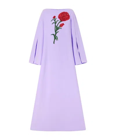 Carolina Herrera Embellished Jersey Gown In Purple