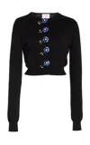 Carolina Herrera Embellished Knit Cardgian In Black