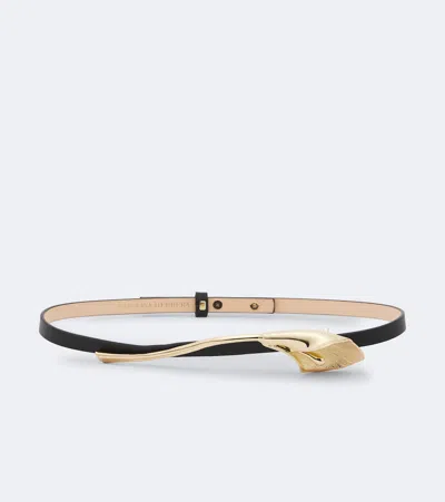 Carolina Herrera Calla Lily Embellished Leather Belt In Black