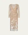 Carolina Herrera Embellished Long-sleeve Midi Dress In Gold