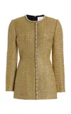 Carolina Herrera Embellished Lurex Tweed Jacket In Gold