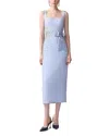 Carolina Herrera Bow-detail Crystal-embellished Midi Dress In Blue